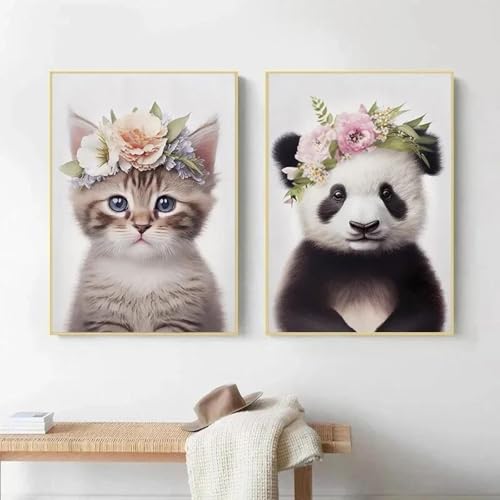Blumen Tier Baby Panda Koala Bunny Wand Kunst Poster und Drucke Bild für Kinderzimmer Kinderzimmer Dekor Leinwand Druck 50x70cmx2 ohne Rahmen Blumen Tier Baby Panda Koala Bunny Wand Kunst Poster und Drucke Bild für Kinderzimmer Kinderzimmer Dekor Leinwand Druck 50x70cmx2 ohne Rahmen von Muholin