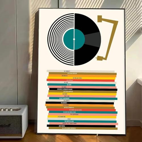 Mid Century Vinyl Schallplatten Poster Kunst Wand Wandbilder Dekor Spielzimmer Dekor Gemälde Leinwandgemälde 50x70cm ohne Rahmen von Muholin