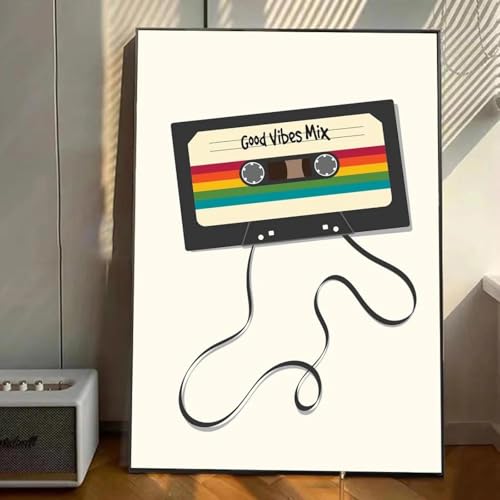 Mid Century Vinyl Schallplatten Poster Kunst Wand Wandbilder Dekor Spielzimmer Dekor Malerei Druck auf Leinwand 50x70cm ohne Rahmen von Muholin