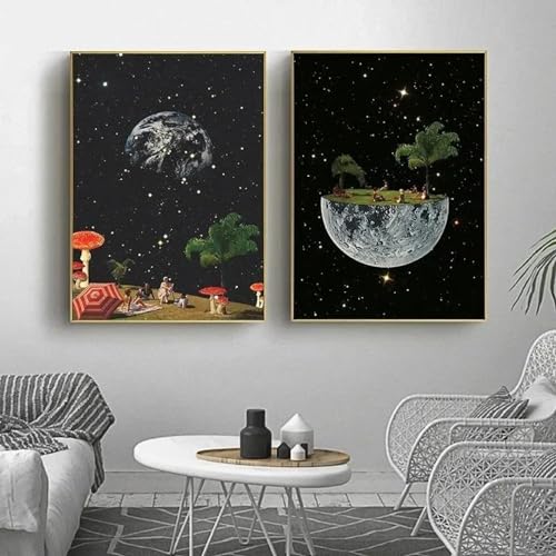 Muholin 2 Druck abstrakte Raum Abenteuer Malerei Home Decor Vintage kosmischen Leinwand Wandkunst 30x40cmx2 ohne Rahmen Muholin 2 Druck abstrakte Raum Abenteuer Malerei Home Decor Vintage kosmischen Leinwand Wandkunst 30x40cmx2 ohne Rahmen von Muholin
