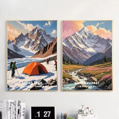 Muholin 2 Himalaya-Camping-Abenteuer-Leinwandgemälde Atemberaubende Berglandschaft Poster Wandbilder Home Room Decor Poster 50x70cmx2 ohne Rahmen Muholin 2 Himalaya-Camping-Abenteuer-Leinwandgemälde Atemberaubende Berglandschaft Poster Wandbilder Home Room Decor Poster 50x70cmx2 ohne Rahmen von Muholin
