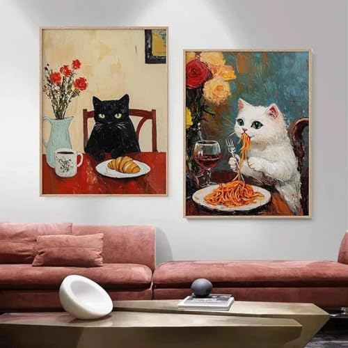 Muholin 2 Katzen essen Brot und trinken Kaffee Poster Italienische Ramen Croissant Leinwand Malerei Wand Küche Home Decor Poster 21x30cmx2 ohne Rahmen Muholin 2 Katzen essen Brot und trinken Kaffee Poster Italienische Ramen Croissant Leinwand Malerei Wand Küche Home Decor Poster 21x30cmx2 ohne Rahmen von Muholin