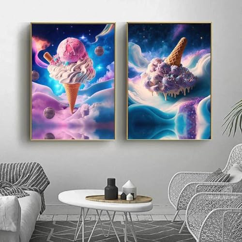 Muholin 2 bunte süße Galaxie Eiscreme Planeten Essen Dessert Wandkunst Poster Bilder für Wohnzimmer Home Kitchen Decor Leinwand Malerei 21x30cmx2 ohne Rahmen Muholin 2 bunte süße Galaxie Eiscreme Planeten Essen Dessert Wandkunst Poster Bilder für Wohnzimmer Home Kitchen Decor Leinwand Malerei 21x30cmx2 ohne Rahmen von Muholin