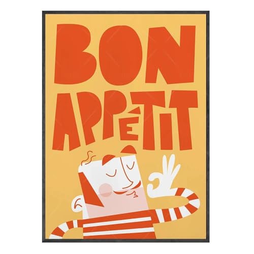 Muholin Bohnen auf Toast Cartoon lustige Lebensmittel Drucke und Poster Bon Appetit Zitat Leinwand Malerei Küche Wandbild Club Bar Shop Decor 30x40cm ohne Rahmen von Muholin