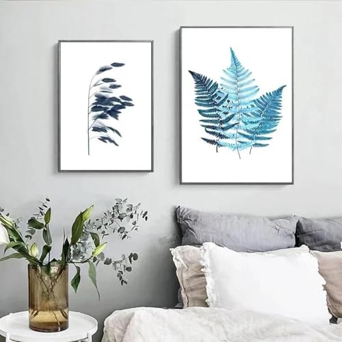 Muholin nordische Blumen- und Pflanzen-Blau-Pflanzenblatt-Wandkunst, minimalistischer Druck, Leinwandmalerei, Poster für Wohnzimmer, Wohnkultur 30x40cmx2 ohne Rahmen Muholin nordische Blumen- und Pflanzen-Blau-Pflanzenblatt-Wandkunst, minimalistischer Druck, Leinwandmalerei, Poster für Wohnzimmer, Wohnkultur 30x40cmx2 ohne Rahmen von Muholin
