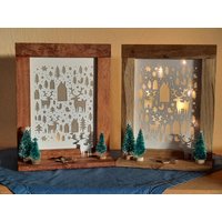 Kleines Weihnachtsfenster - Windlicht Aus Holz Für Die Vorweihnachtszeit von MuhrielAndFriends