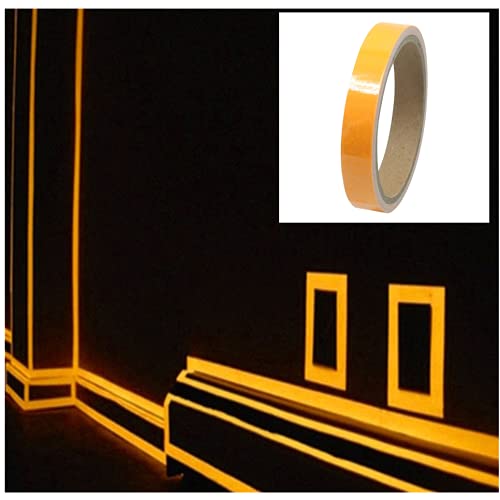 Leuchtendes Klebeband Selbstklebendes Fluoreszierendes Klebeband Markierungsband Luminous Tape Warnband Phosphor Klebeband Nachleuchtend Wasserdicht Luminous Tape Bühnenbedarf (1,5mx3m, Gold) von Muium(TM)