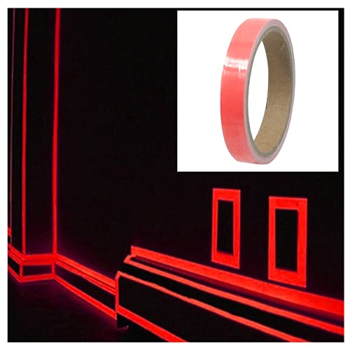 Leuchtendes Klebeband Selbstklebendes Fluoreszierendes Klebeband Markierungsband Luminous Tape Warnband Phosphor Klebeband Nachleuchtend Wasserdicht Luminous Tape Bühnenbedarf (1,5mx3m, Rot) von Muium(TM)