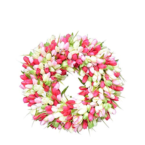 Muium(TM) 30cm Tulpen-Kranz Künstliche Tulpe Blumenkranz - Muttertagskranz Tulpen, Blumenzweige, Türkranz, Frühlingskranz, Blumen Frühlings Türkranz Kranz Für Fenster Party Hochzeit Mother's Day (C) von Muium(TM)