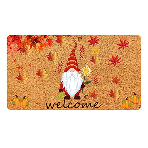 Muium(TM) Herbst Stoßfänger Ernte GNOME Fußmatte Kürbis Fußmatten Erntedankfest Fussmatte Karikatur Muster Türmatte Thankgiving Doormat Dekoration Für Aussen Innen Haustür Schlafzimmer (J) von Muium(TM)