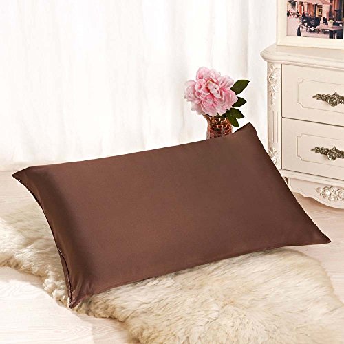 Muium(TM) Seidenkissenbezug 100% Reiner natürlicher Kissenbezug 30x50 cm Super weich Sofakissenbezug Einfarbig Kissenhülle Rechteckig Pillowcase mit verstecktem Reißverschluss für Sofa Decor (Coffee) von Muium(TM)