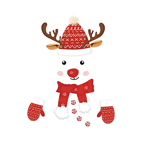 Muium(TM) Weihnachten Aufkleber Schneemann Gesicht Aufkleber Weihnachtsausdruck Wandaufkleber Selbstklebende PVC Kühlschrankaufkleber Dekorative Aufkleber Für Vitrinen Weihnachtsdeko Sticker (B) von Muium(TM)