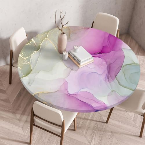 Muiuou Tischdecke Outdoor Rund, Drucken Rund Tischdecken Wasserdicht Antifouling Abwaschbar Elastisch Küchentisch Tischtuch Gartentisch Geeignet für Dekoration von Muiuou