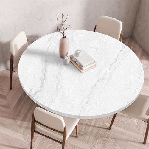 Muiuou Tischdecke Outdoor Rund, Farbiger Marmor Drucken Tischdecke Wasserdicht Antifouling Abwaschbar Elastisch Rund,für Garten,Küche, Esstisch,Parteien Tischdecken (Durchmesser 90cm,Marmor 14) von Muiuou