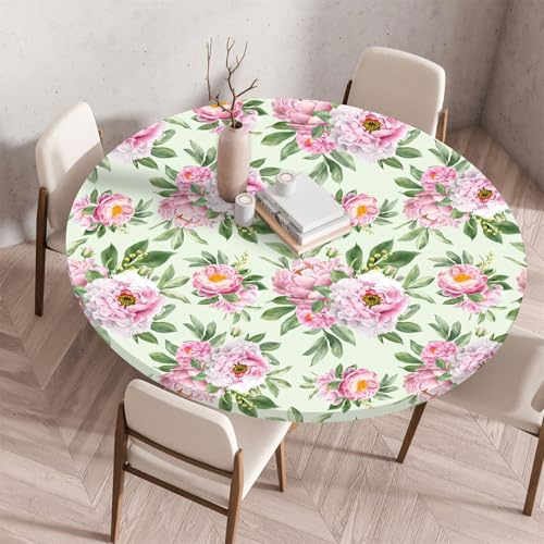 Muiuou Tischdecke Outdoor Rund,Drucken Tischdecke Wasserdicht Abwaschbar Elastisch Rund Gartentischdecke, für Garten,Küche,Esstisch Parteien Tischdecken Dekoration (Durchmesser 120cm,Stil 20) von Muiuou