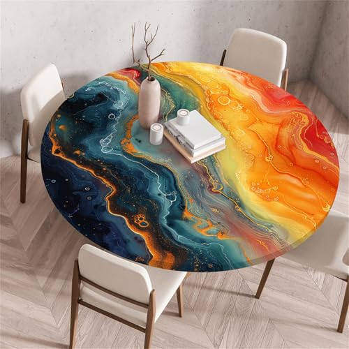 Muiuou Tischdecke Rund, Drucken Rund Tischdecken Abwaschbar Tischtuch aus Polyester Wasserabweisend, Dauerhaft Kratzfest Antifouling für Wohnzimmer Esszimmer Garten von Muiuou