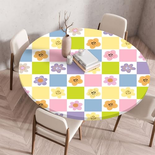 Muiuou Tischdecke Rund, Drucken Rund Tischdecken Abwaschbar Tischtuch aus Polyester Wasserabweisend, Dauerhaft Kratzfest für Wohnzimmer, Esszimmer, Garten von Muiuou