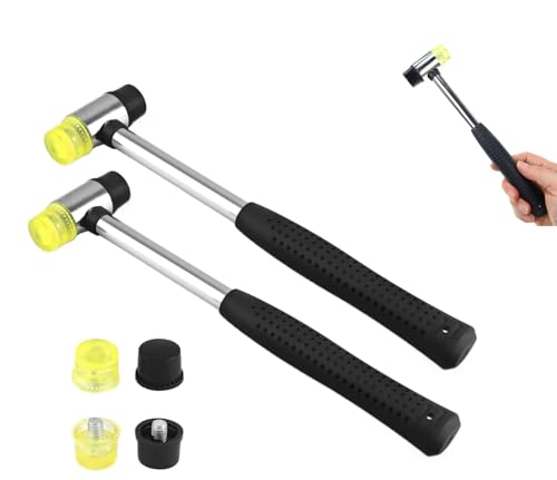 2 Stücke Gummihammer, 25 mm Doppelkopfhammer, Schonhammer Mit 4 Ersatz-hammerköpfen Mit Rutschfestem Gummigriff für Lederhandwerk DIY Handwerkzeug Heiminstallationswerkzeuge 2 Stücke Gummihammer, 25 mm Doppelkopfhammer, Schonhammer Mit 4 Ersatz-hammerköpfen Mit Rutschfestem Gummigriff für Lederhandwerk DIY Handwerkzeug Heiminstallationswerkzeuge von Mujiluxe