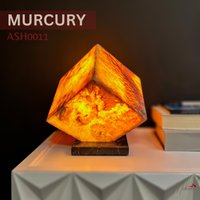 Mercury | 9, 85 Zoll, Handgefertigte Marmorlampe, Tischnachtlicht, Craft-Nachtlicht, Roter Onyx Und Alexandra Black Marble Mukemel Designs von MukemelMarble