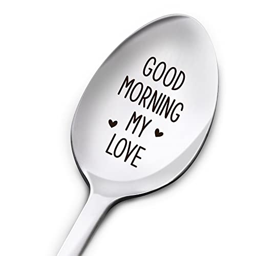 Good Morning My Love Löffel, Geschenke für Sie und Ihn, Valentinstag, romantische Hochzeitsgeschenke für Ehefrau, Ehemann, Paar, Geburtstag, Weihnachten, Geschenke für Freundin, Freund, graviert, von Muktoujaumai