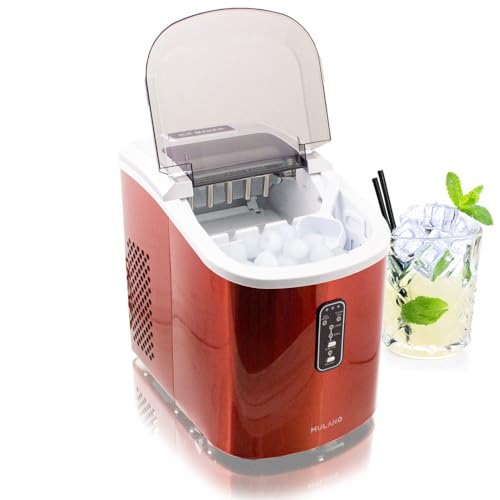 Eiswürfelmaschine Edelstahl Eiswürfelbereiter Eiswürfel Ice Maker Eis Maschine Icemaker (Orange) von Mulano