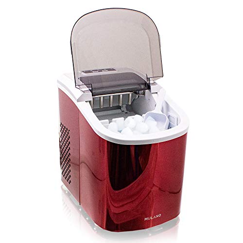 Eiswürfelmaschine Edelstahl Eiswürfelbereiter Eiswürfel Ice Maker Eis Maschine Icemaker (Rot) von Mulano