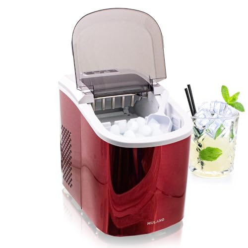 Eiswürfelmaschine Edelstahl Eiswürfelbereiter Eiswürfel Ice Maker Eis Maschine Icemaker (Rot) von Mulano