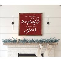 Es Ist Die Schönste Zeit Des Jahres | Holz Gerahmtes Schild Bauernhaus Weihnachten Rustikale Weihnachtsschild Quality Print von MulberryMarketDesign