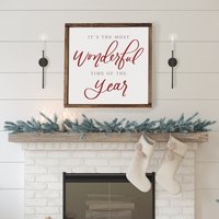 Es Ist Die Schönste Zeit Des Jahres | Holzgerahmtes Schild Bauernhaus Weihnachten Rustikale Weihnachtsschild von MulberryMarketDesign