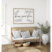 Home Sweet Zeichen | Wohnzimmer Schilder Holzgerahmtes Schild Aus Holz Oberhalb Des Couch Eingangsbereich von MulberryMarketDesign