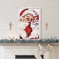 Vintage Santa Bauernhaus Weihnachtsschild, Weihnachts Wandkunst, Zeichen Für Weihnachten, Schild, Wall Art Decor Quality Print von MulberryMarketDesign