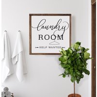 Waschküche Hilfe Gesucht Aus Holz Gerahmt Schild | Bauernhaus-Wand-Dekor Gerahmte Holzschilder von MulberryMarketDesign