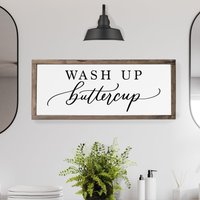 Wash Up Buttercup Badezimmerschild, Schilder Für Badezimmer, Zuhause von MulberryMarketDesign