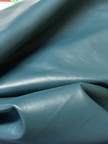 Blaugrünes Nappaleder, weiches Premium-Qualität, echtes Leder, ohne Löcher und Schnitte (7–9 m²) von Mulch Leather Co