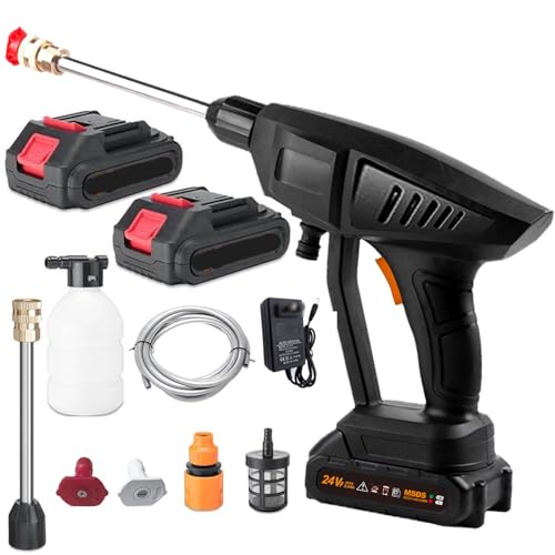 24V Akku Hochdruckreiniger, Cordless Pressure Washer, Mit 2pcs 7500 mAh Lithium-Ionen Akku 5m Schlauch und Zubehör Mobiler von Mulcort