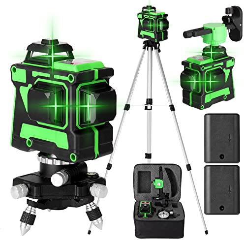 Mulcort Multifunctional Self-leveling 3D 12 Lines Laser Level Tool Vertical Horizontal Lines with 1.5M 3 Heights Adjustable Alloy Extension Bar Tripod Stand von Mulcort