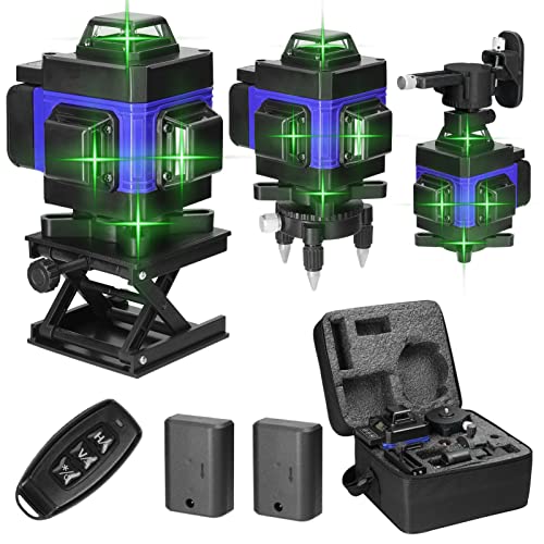 Mulcort Multifunktionales 4D 16 Linien Laser Level 3° Selbstnivellierende Maschine USB Wiederaufladbares Lithium Batterie Nivelliergerät mit vertikalen horizontalen Neigungslinien von Mulcort