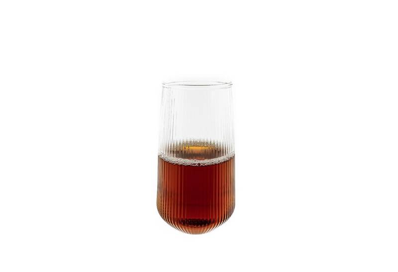 Mulex Glas Glas 2er Set Stripe Riffel Longdrink-Glas, Glas, Hitzebeständig 500ml von Mulex