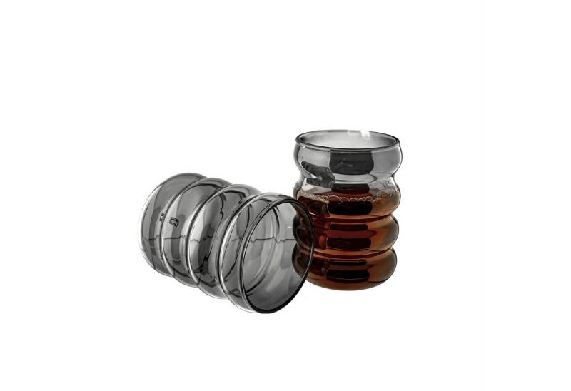 Mulex Glas Wave-Style Trinkgläser-Set in Schwarz 300 ml von Mulex