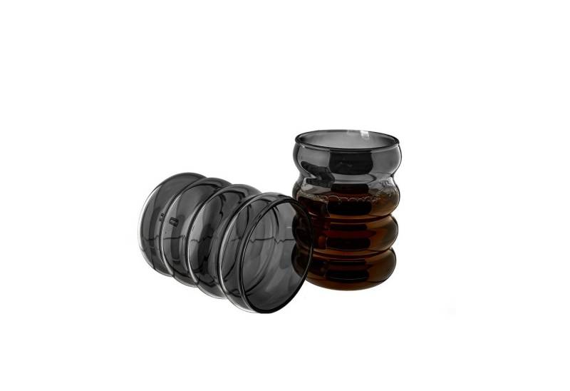 Mulex Glas Wave-Style Trinkgläser-Set in Schwarz 300 ml von Mulex