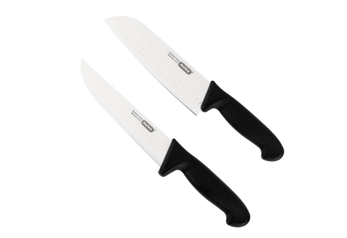 Mulex Messer-Set Kochmesser 14,5 cm plus Santoku mit Kullenschliff (2-tlg) von Mulex