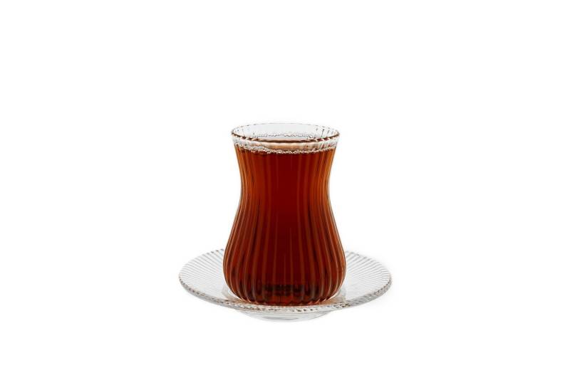 Mulex Teeglas Style Teegläser mit Untertassen - 6er-Set im Relief-Design, 150 ml, 6-tlg., Glas Mulex Teeglas Style Teegläser mit Untertassen - 6er-Set im Relief-Design, 150 ml, 6-tlg., Glas von Mulex