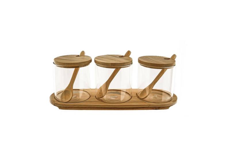 Mulex Vorratsglas Vorratsbehälter aus Glas mit Holzplatte, Holzdeckel & Holzlöffel von Mulex