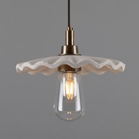 Kirhii Organic Keramik Badezimmer Pendelleuchte 10, 75 "' | 27 cm, Matt Weiß Gestreift von MullanLighting