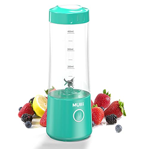 Mulli Tragbarer Mixer, USB-C wiederaufladbarer persönlicher Mixer für Smoothie und Shakes, Mini-Mixer mit sechs Klingen für Babynahrung, Reisen, Fitnessstudio von Mulli