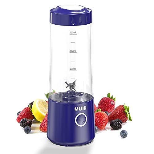 Mulli Tragbarer Mixer, USB-C wiederaufladbarer persönlicher Mixer für Smoothie und Shakes, Mini-Mixer mit sechs Klingen für Babynahrung, Reisen, Fitnessstudio von Mulli