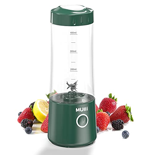 Mulli Tragbarer Mixer, USB-Mixer für Smoothie und Shakes, Mini-Mixer mit sechs Klingen für Babynahrung, Reisen, Fitnessstudio von Mulli