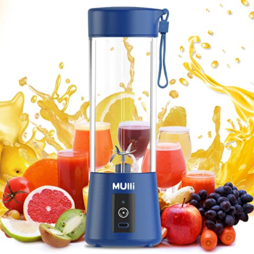 Mulli Tragbarer Mixer,Aufgerüstete Version Mini-Mixer für Frucht-Smoothies und Shakes, USB-aufladbarer Entsafter für Babynahrung, Fitnessstudio, Reisen und mehr von Mulli