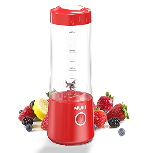 Mulli Tragbarer Mixer, USB-C wiederaufladbarer persönlicher Mixer für Smoothie und Shakes, Mini-Mixer mit sechs Klingen für Babynahrung, Reisen, Fitnessstudio von Mulli