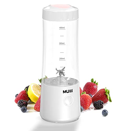 Mulli Tragbarer Mixer, USB-C wiederaufladbarer persönlicher Mixer für Smoothie und Shakes, Mini-Mixer mit sechs Klingen für Babynahrung, Reisen, Fitnessstudio von Mulli